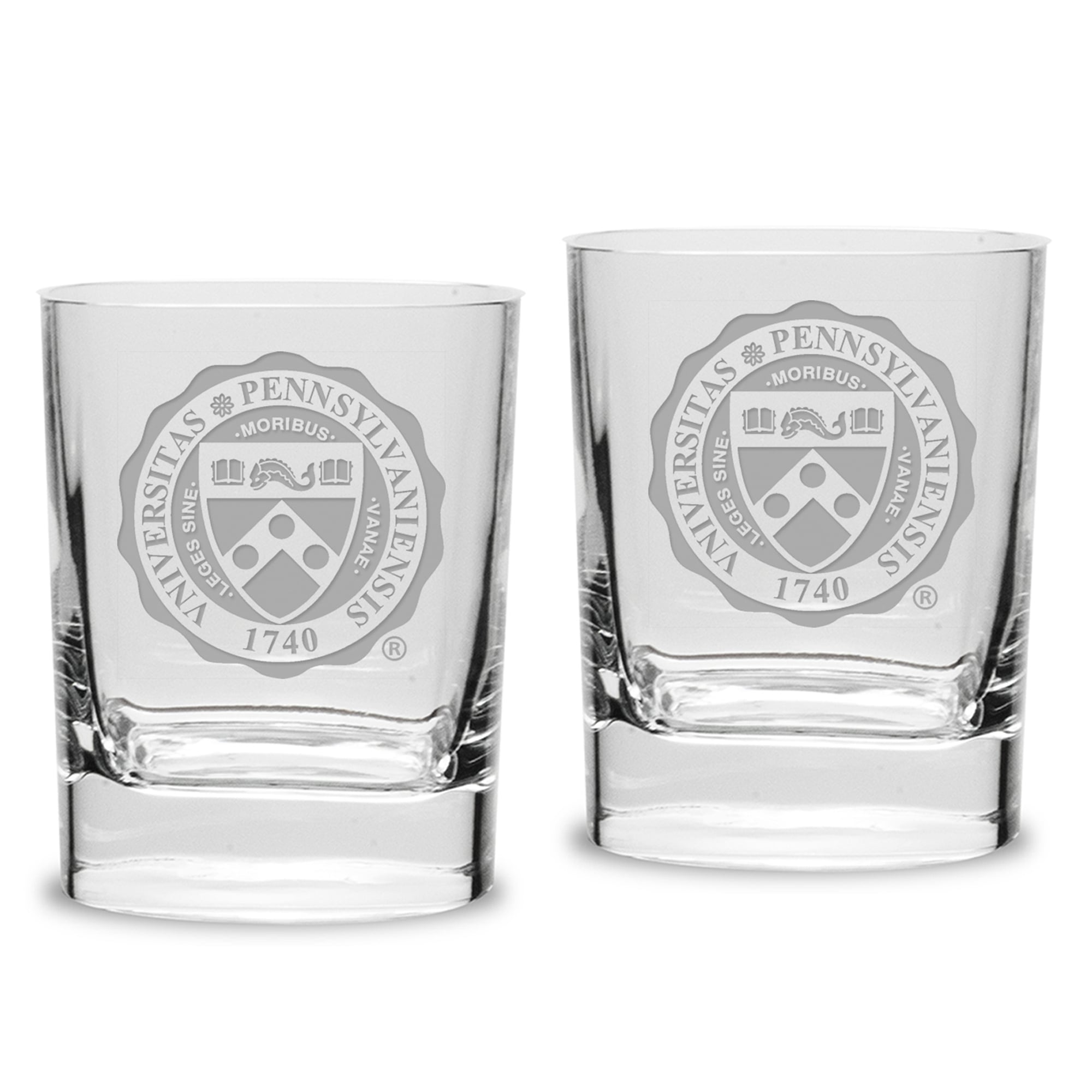 Pennsylvania Quakers 2-Piece 11.75oz. Square Double Old Fashioned Glass Set