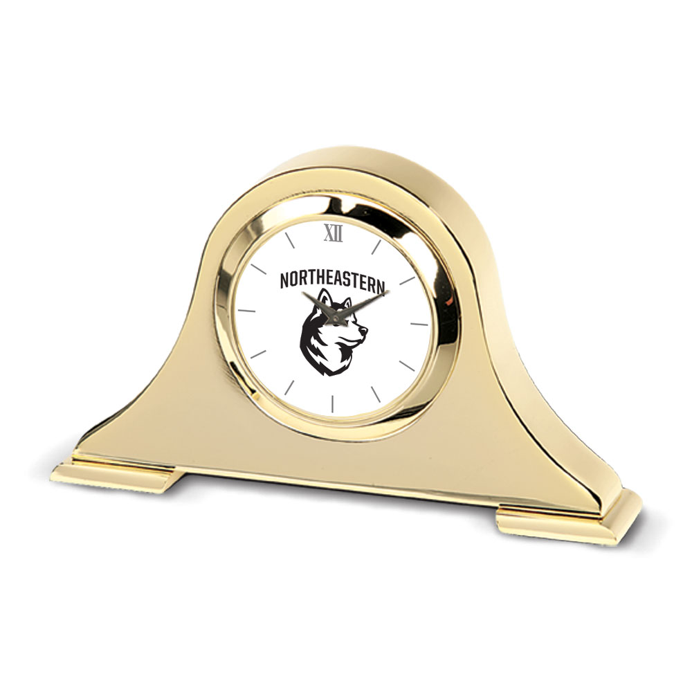 Gold Northeastern Huskies Napoleon Desk Clock