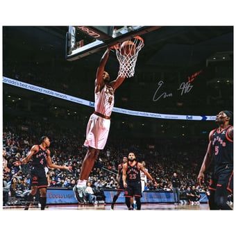 Evan Mobley Cleveland Cavaliers Autographed 16'' x 20'' White Jersey Dunk Photograph