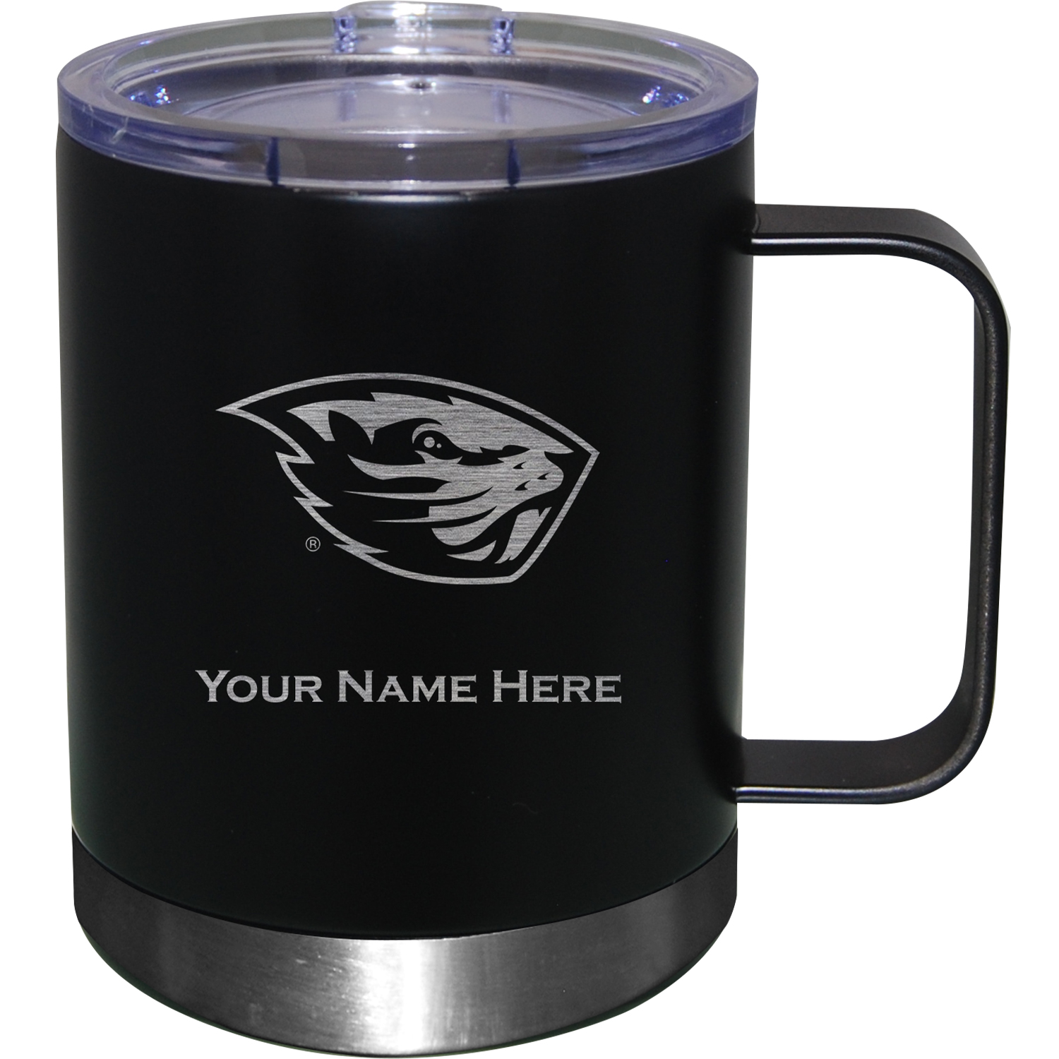 Black Oregon State Beavers 12oz. Personalized Stainless Steel Lowball with Handle Black Oregon State Beavers 12oz. Personalized Stainless Steel Lowball with Handle