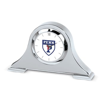 Silver Pennsylvania Quakers Napoleon Desk Clock