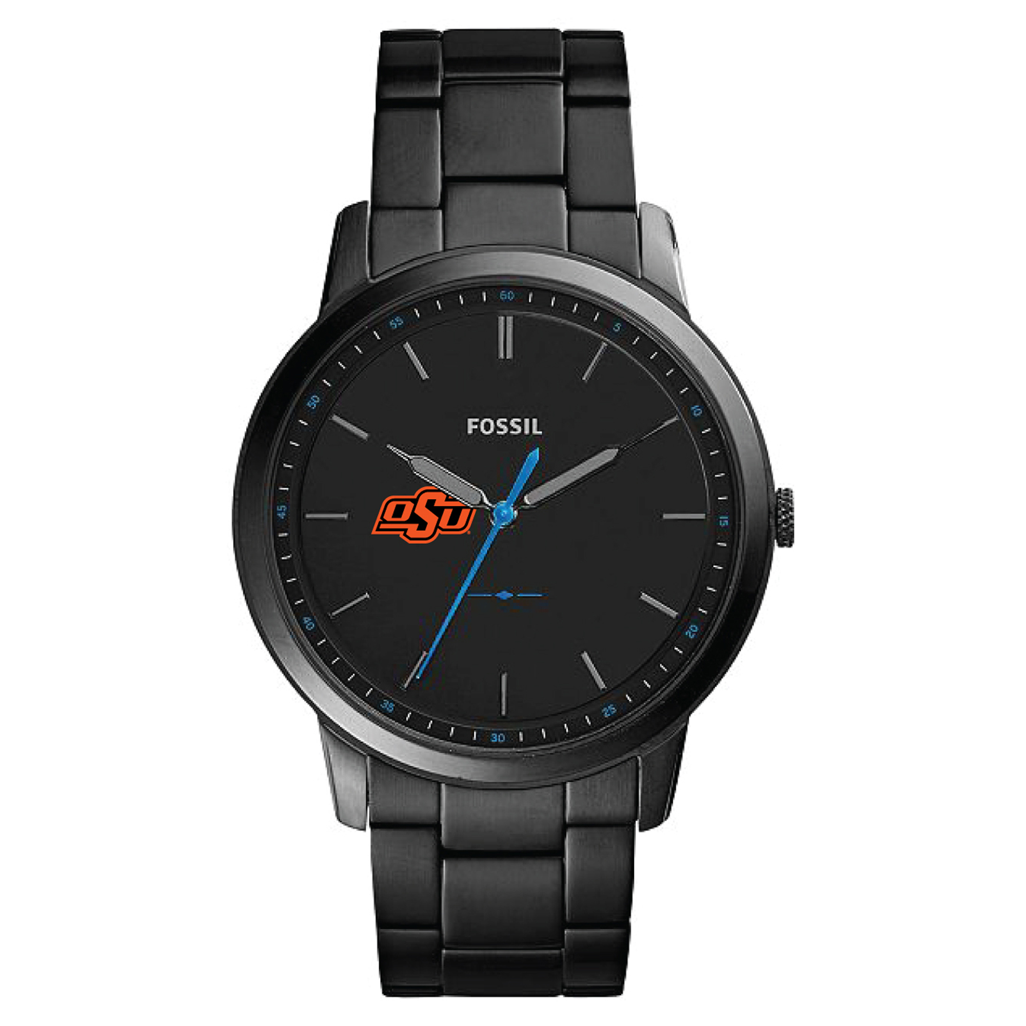 Fossil Black Oklahoma State Cowboys The Minimalist Slim Stainless Steel Watch