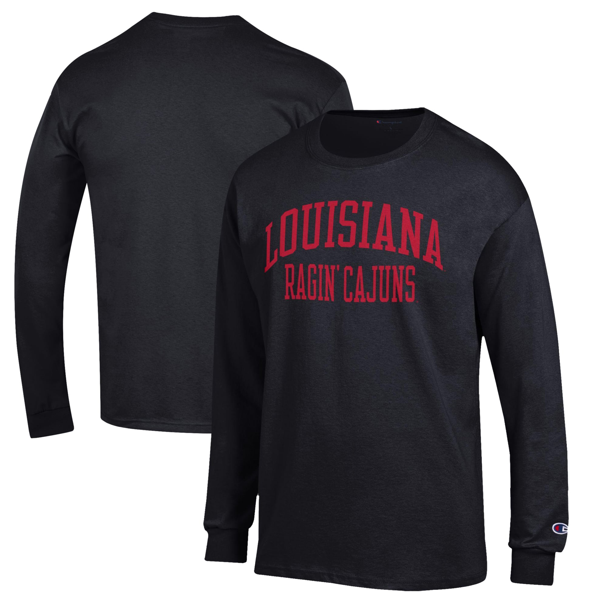 Men's Champion Black Louisiana Ragin' Cajuns Jersey Long Sleeve T-Shirt