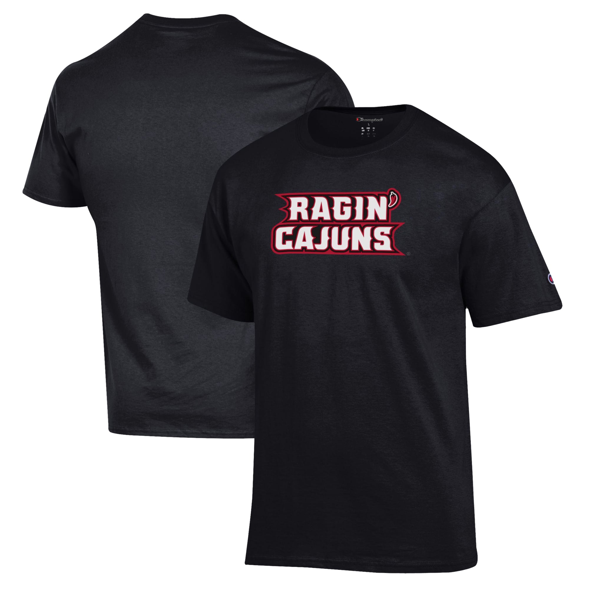 Men's Champion Black Louisiana Ragin' Cajuns Jersey T-Shirt
