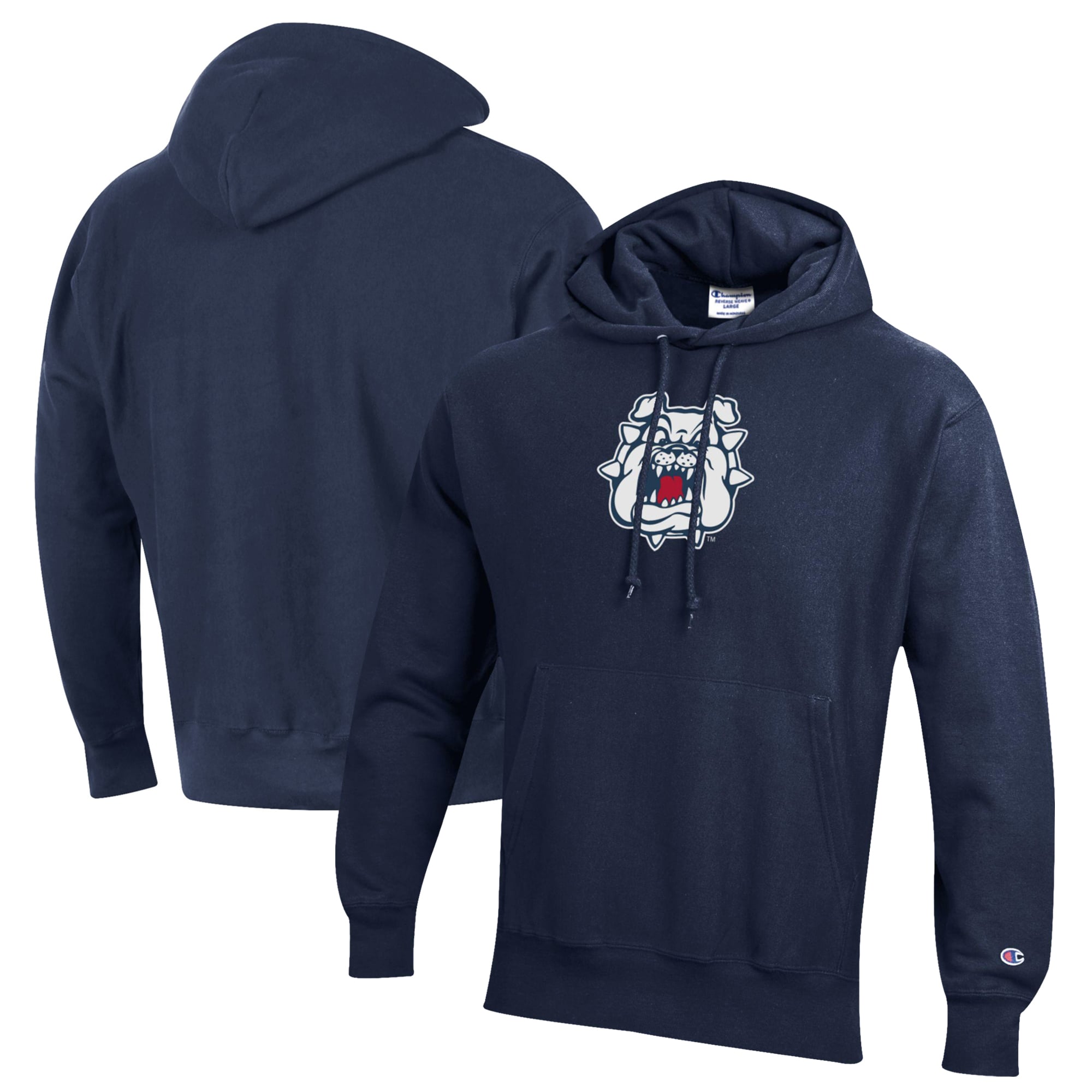 Men's Champion Navy Fresno State Bulldogs Reverse Weave Pullover Hoodie