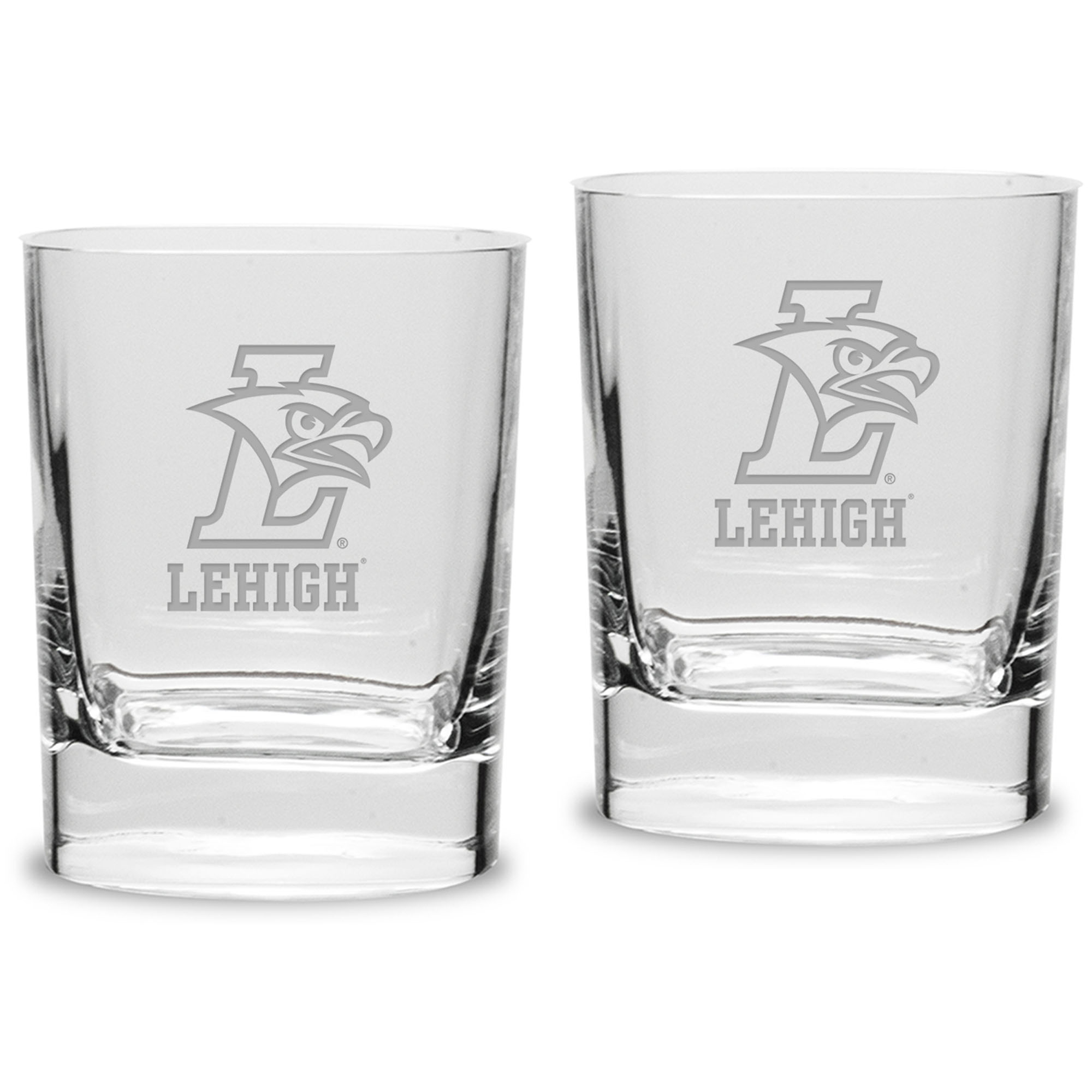 Lehigh Mountain Hawks 11.75 oz. 2-Piece Square Double Old Fashion Glass Set