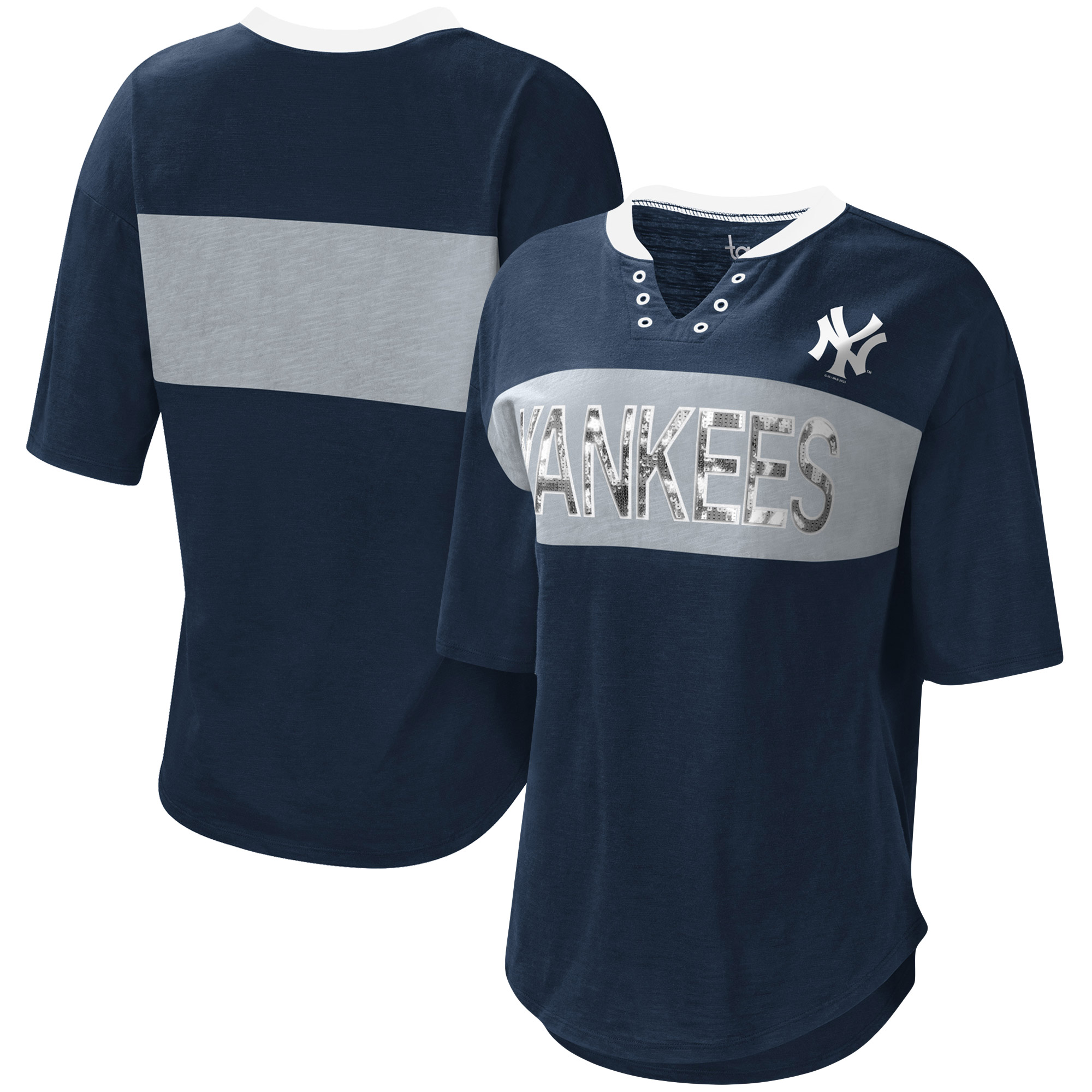 Women’s Touch Navy/Gray New York Yankees Lead Off Notch Neck T-Shirt Women’s Touch Navy/Gray New York Yankees Lead Off Notch Neck T-Shirt