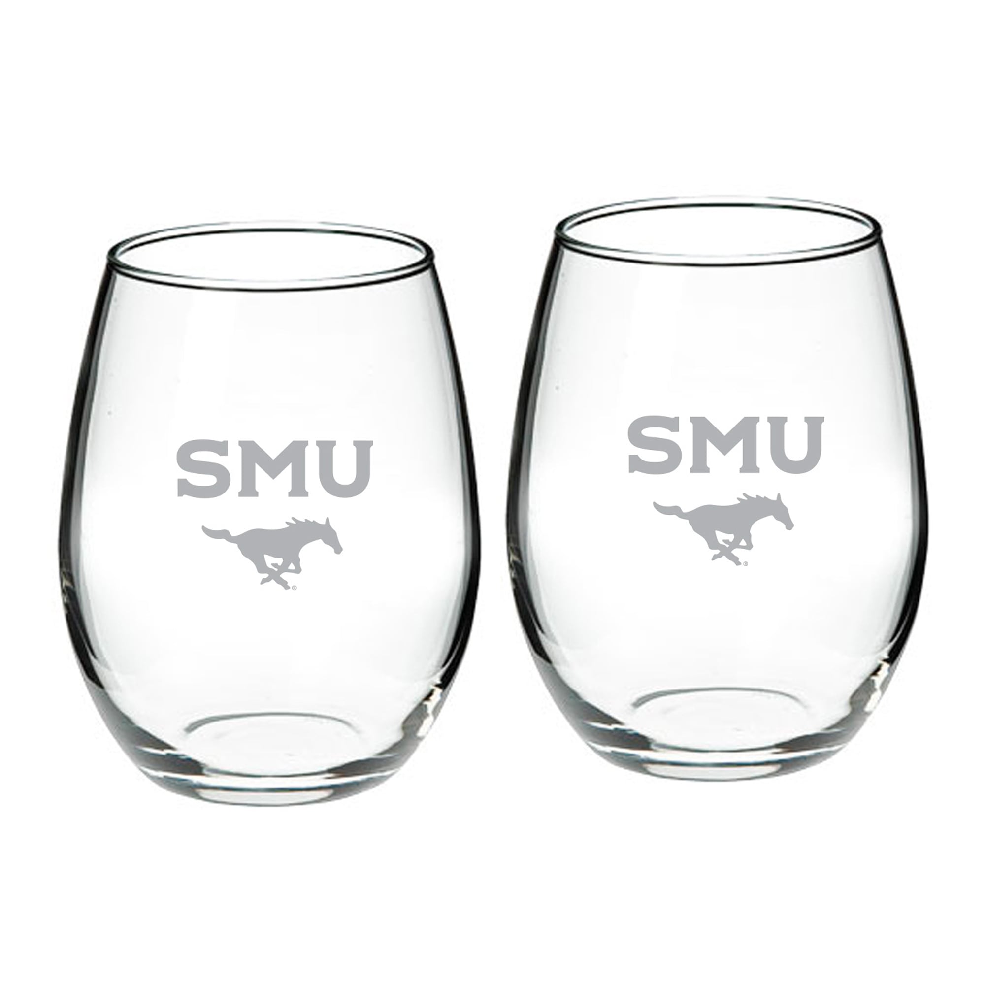 SMU Mustangs 21oz. 2-Piece Stemless Wine Glass Set