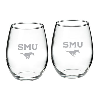 SMU Mustangs 21oz. 2-Piece Stemless Wine Glass Set