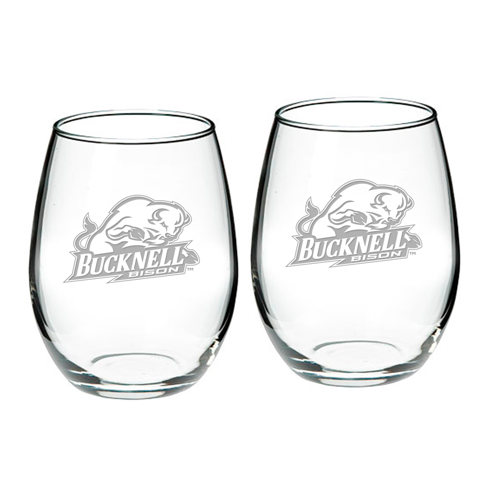 Bucknell Bison 21oz. 2-Piece Stemless Wine Glass Set