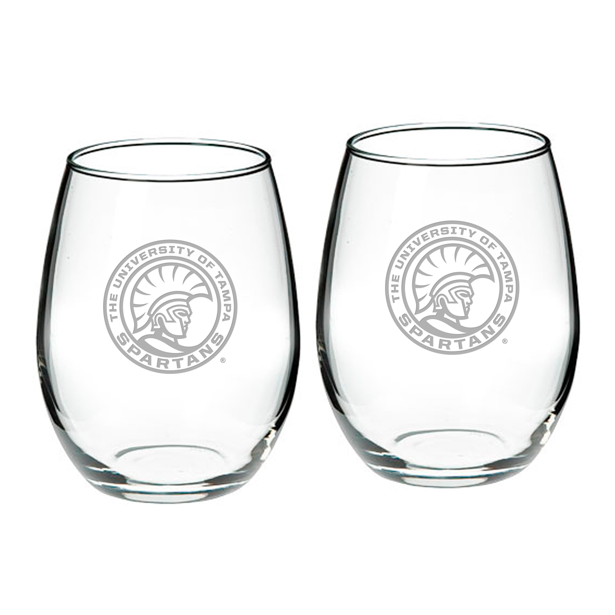 University of Tampa Spartans 21oz. 2-Piece Stemless Wine Glass Set