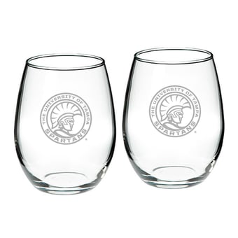 University of Tampa Spartans 21oz. 2-Piece Stemless Wine Glass Set