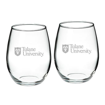 Tulane Green Wave Team 21oz. 2-Piece Stemless Wine Glass Set