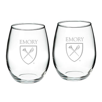 Emory Eagles 21oz. 2-Piece Stemless Wine Glass Set