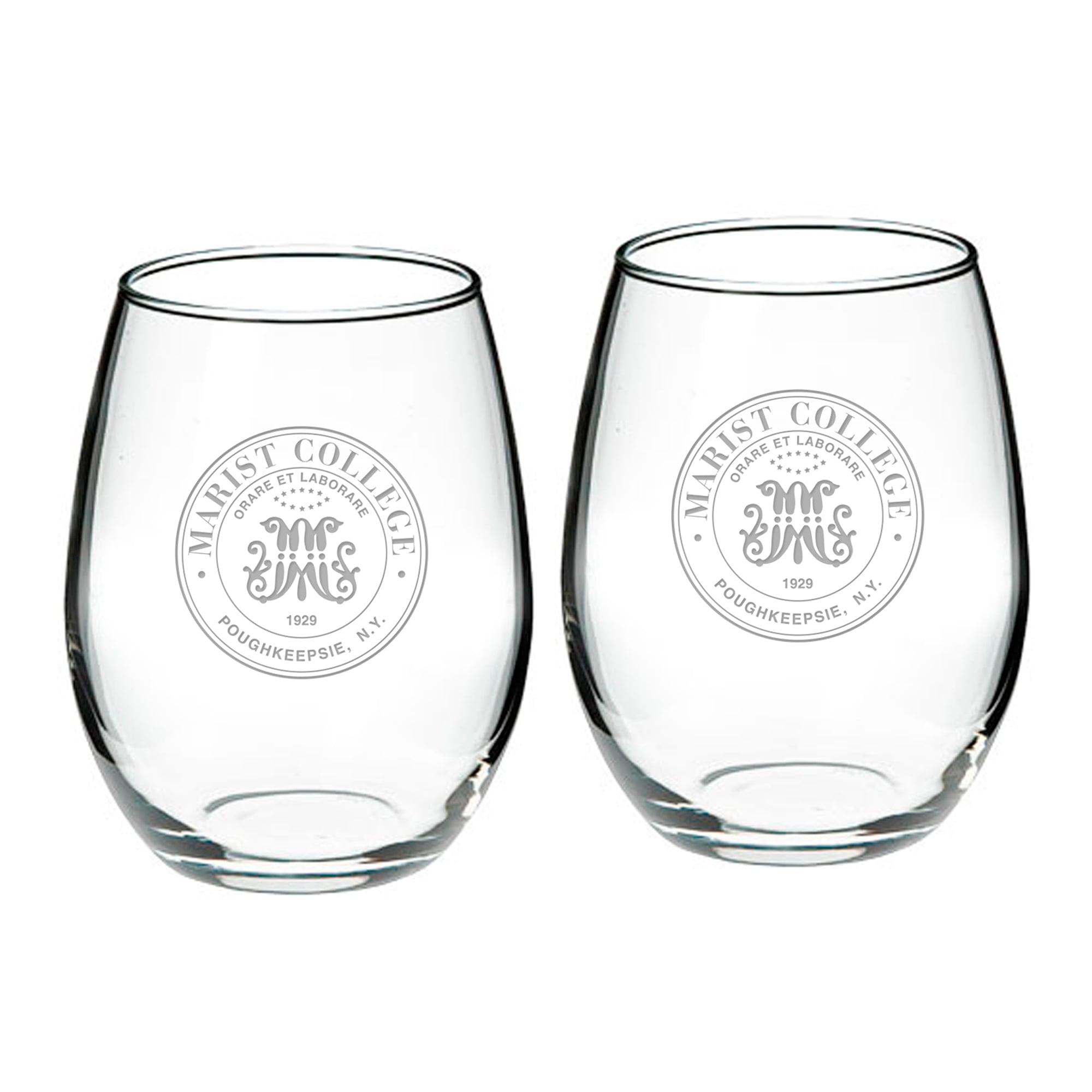 Marist Red Foxes Team 21oz. 2-Piece Stemless Wine Glass Set