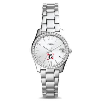 Women's Fossil Silver Northeastern Huskies Scarlette Mini Three-Hand Date Watch