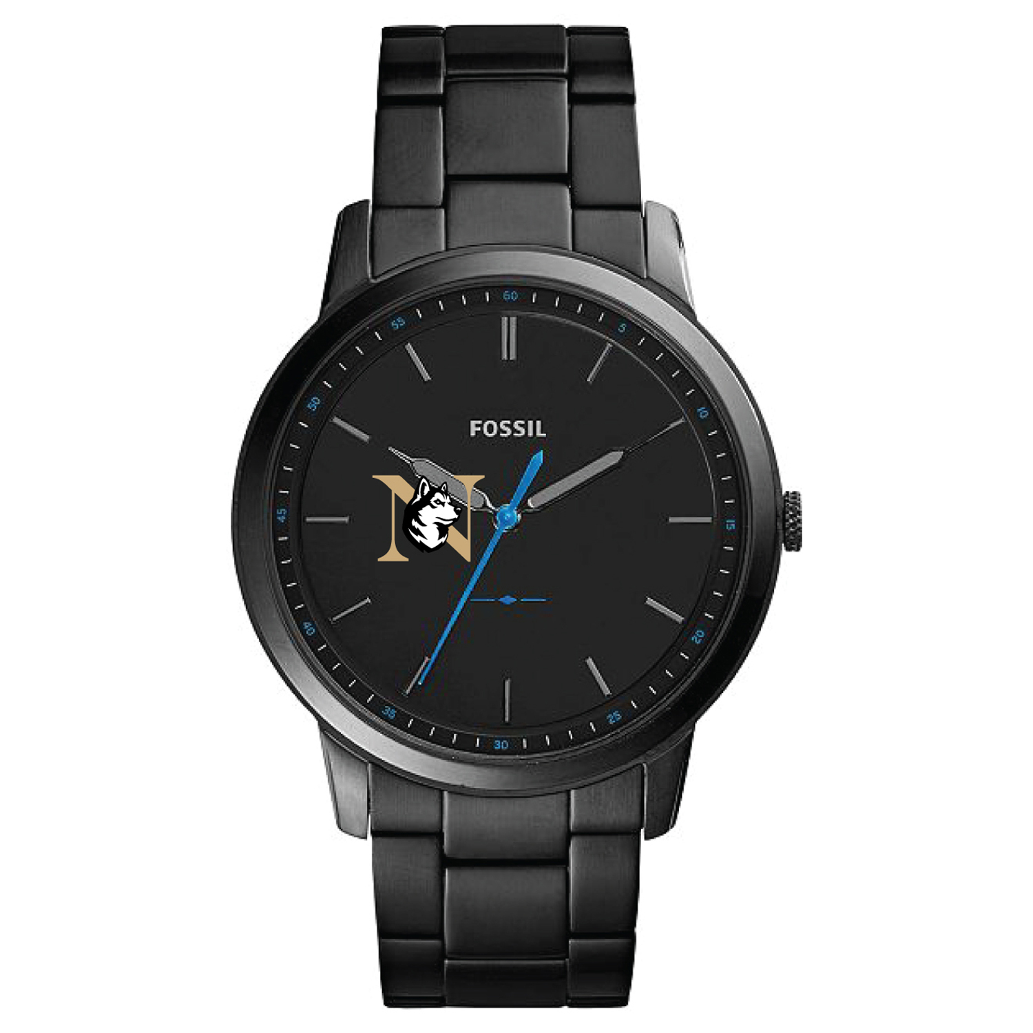 Fossil Black Northeastern Huskies The Minimalist Slim Stainless Steel Watch
