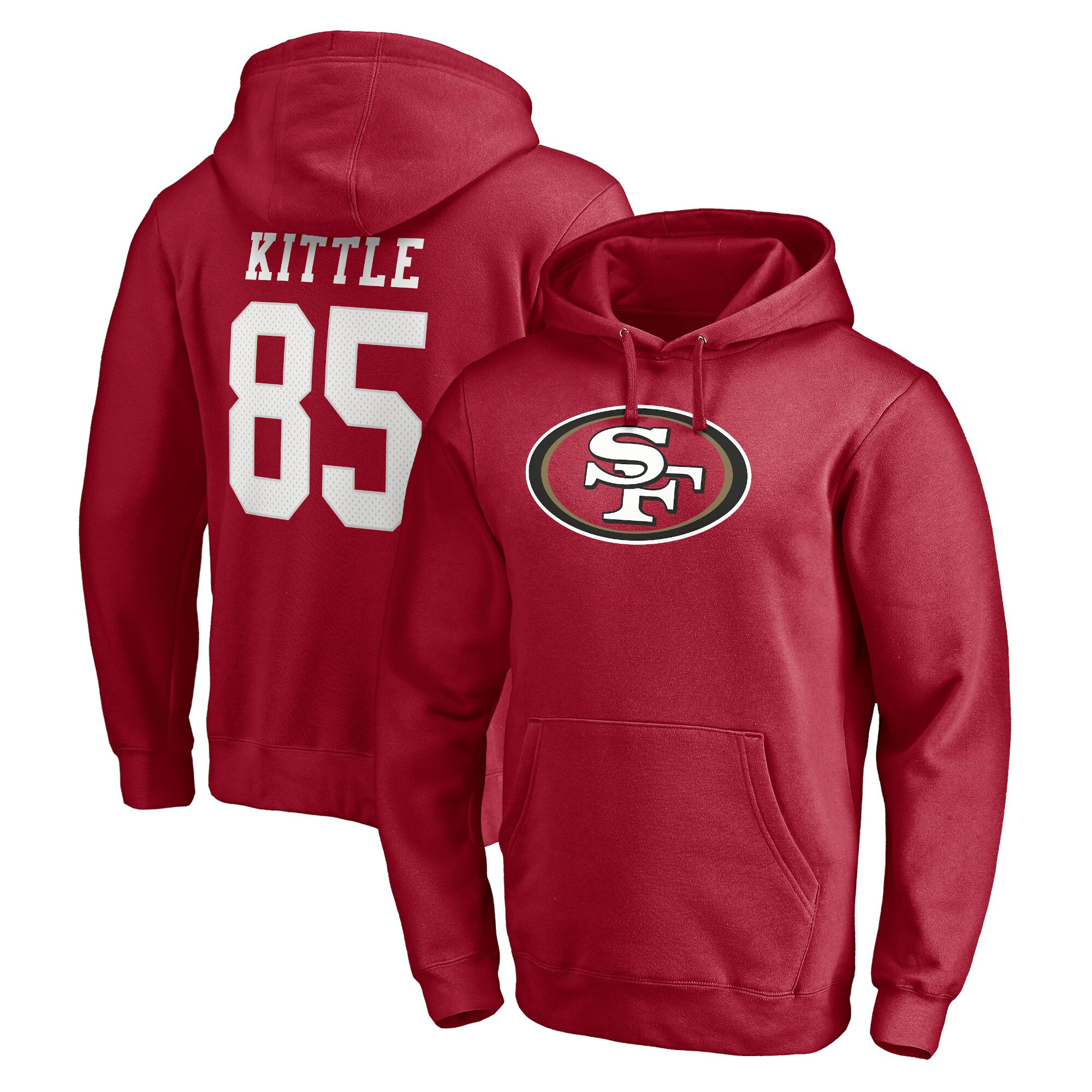 Men's Fanatics George Kittle Scarlet San Francisco 49ers Big & Tall Name & Number Fleece Hoodie