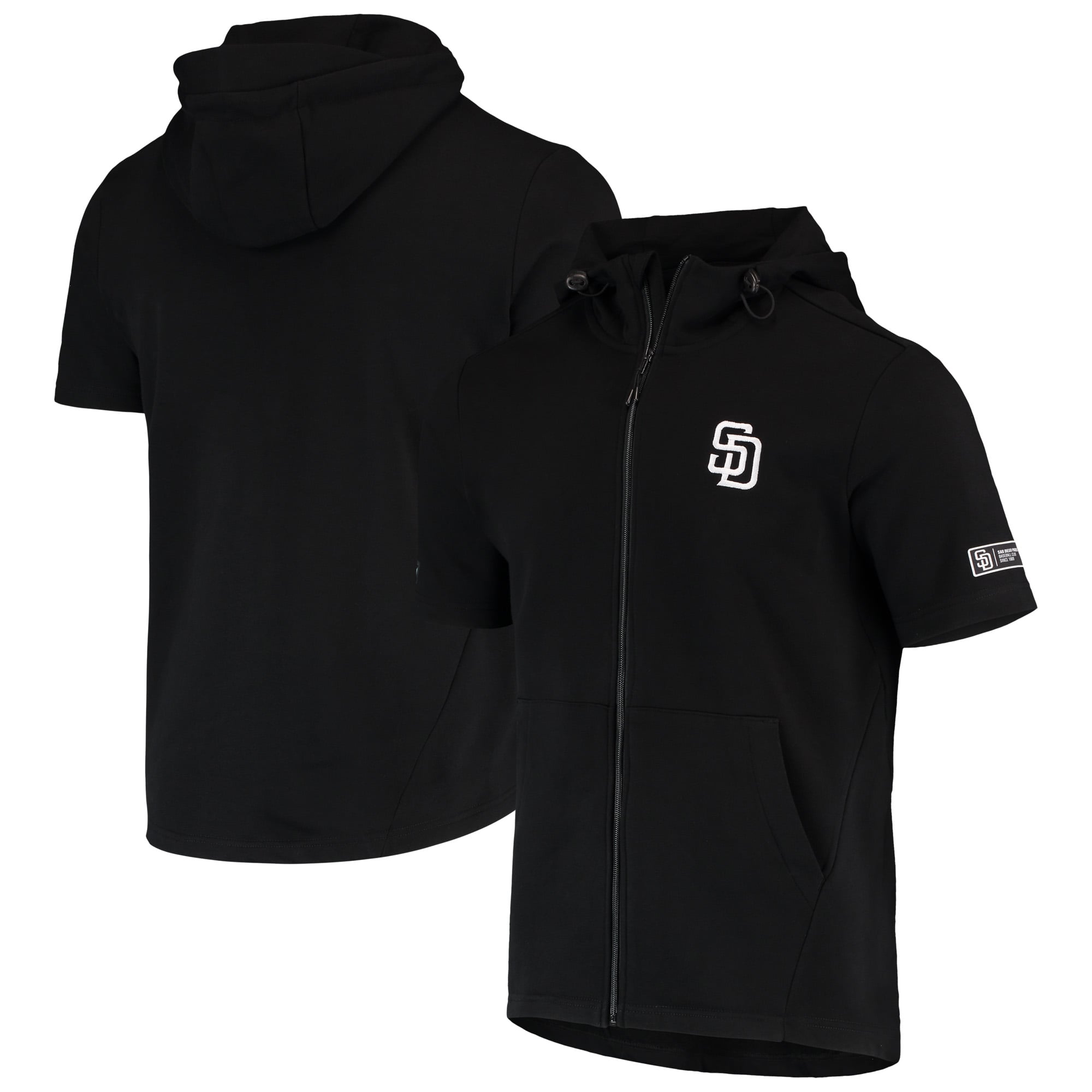 Men's Levelwear Black San Diego Padres Recruit Short Sleeve Full-Zip Hoodie Jacket