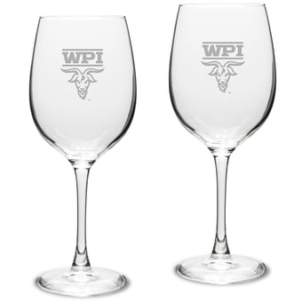 Worcester Polytechnic Institute Engineers 16oz. 2-Piece Traditional White Wine Glass Set