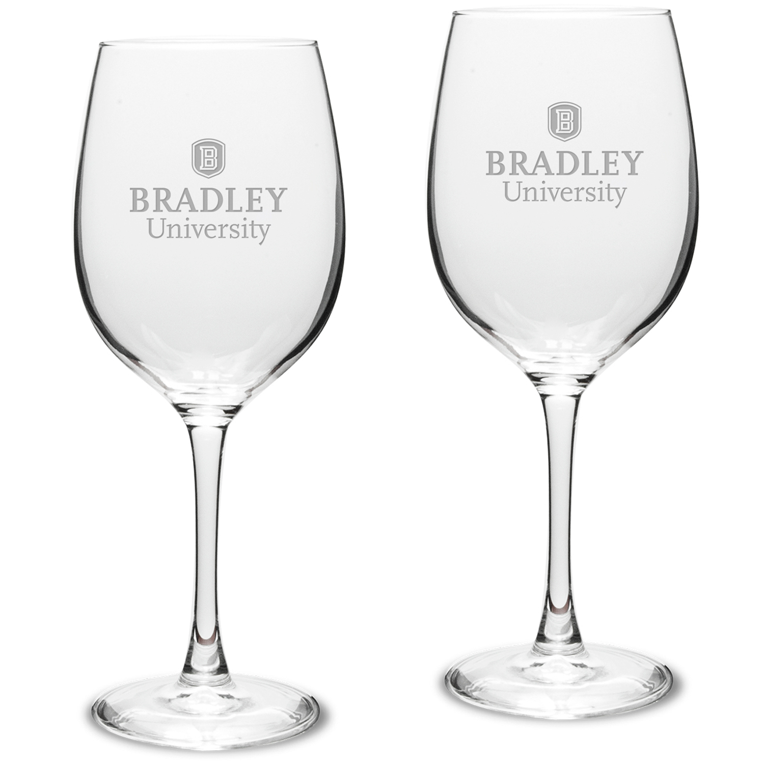 Bradley Braves 16oz. 2-Piece Traditional White Wine Glass Set