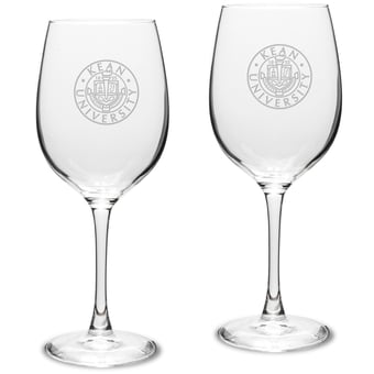 Kean University Cougars 16oz. 2-Piece Traditional White Wine Glass Set