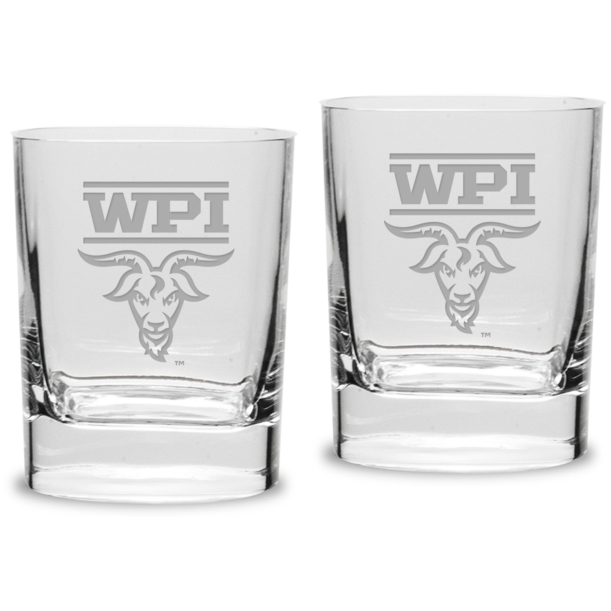 Worcester Polytechnic Institute Engineers 11.75oz. Square Double Old Fashioned Glass Set