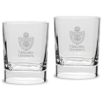 Niagara University Purple Eagles 11.75oz. Square Double Old Fashioned Glass Set