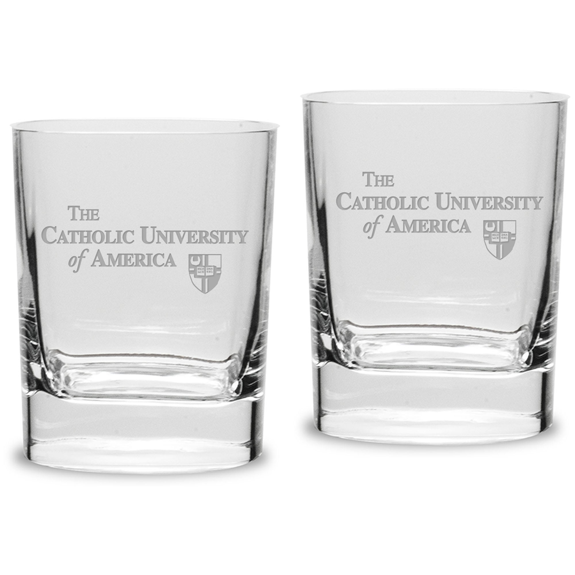 Catholic University Cardinals 11.75oz. Square Double Old Fashioned Glass Set
