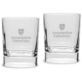 Assumption Greyhounds 11.75oz. Square Double Old Fashioned Glass Set