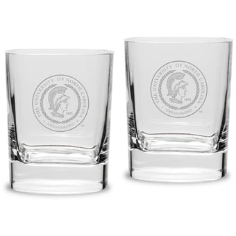 UNCG Spartans 11.75oz. Square Double Old Fashioned Glass Set