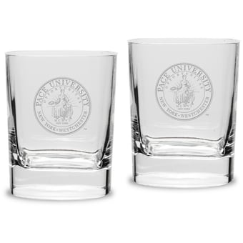Pace University Setters 11.75oz. Square Double Old Fashioned Glass Set