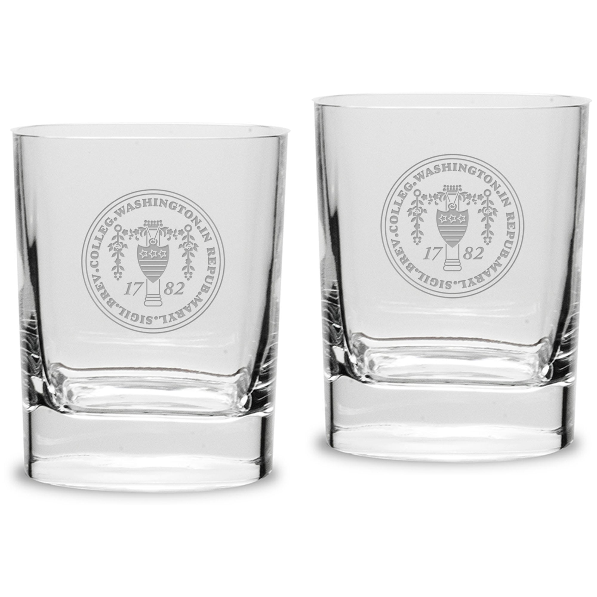 Washington College Shoremen 11.75oz. Square Double Old Fashioned Glass Set