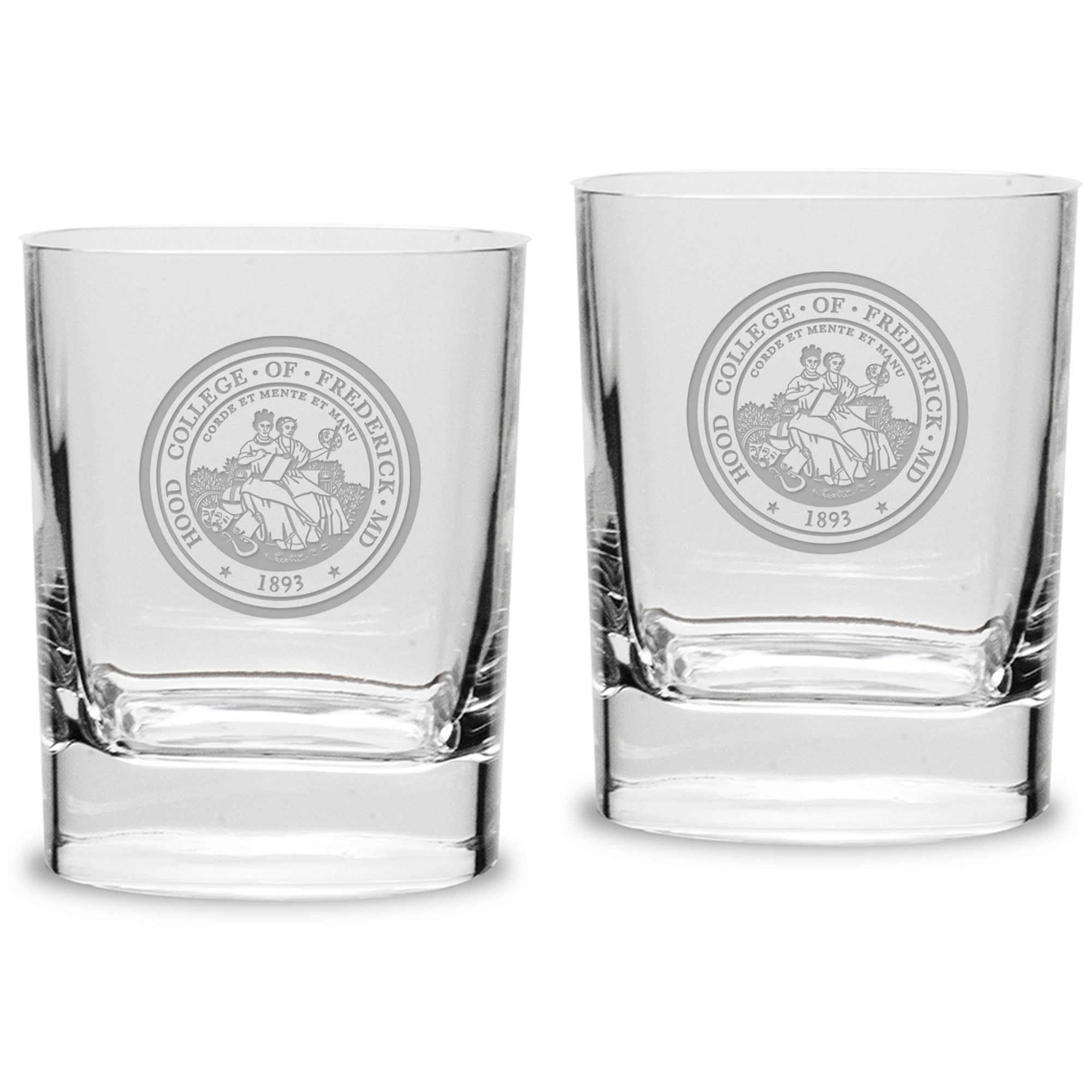 Hood College Blazers 11.75oz. Square Double Old Fashioned Glass Set