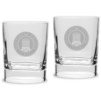 Gettysburg Bullets 11.75oz. Square Double Old Fashioned Glass Set