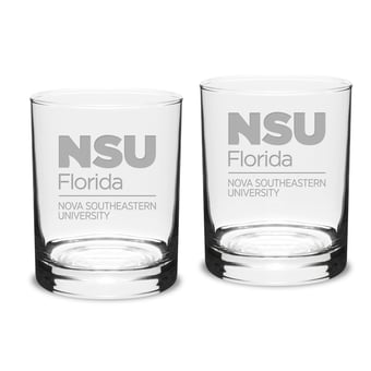 Nova Southeastern Sharks 14oz. 2-Piece Classic Double Old-Fashioned Glass Set