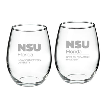 Nova Southeastern Sharks 21oz. 2-Piece Stemless Wine Glass Set