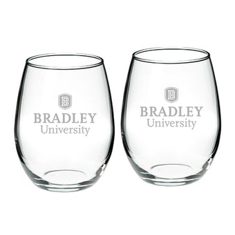 Bradley Braves 21oz. 2-Piece Stemless Wine Glass Set