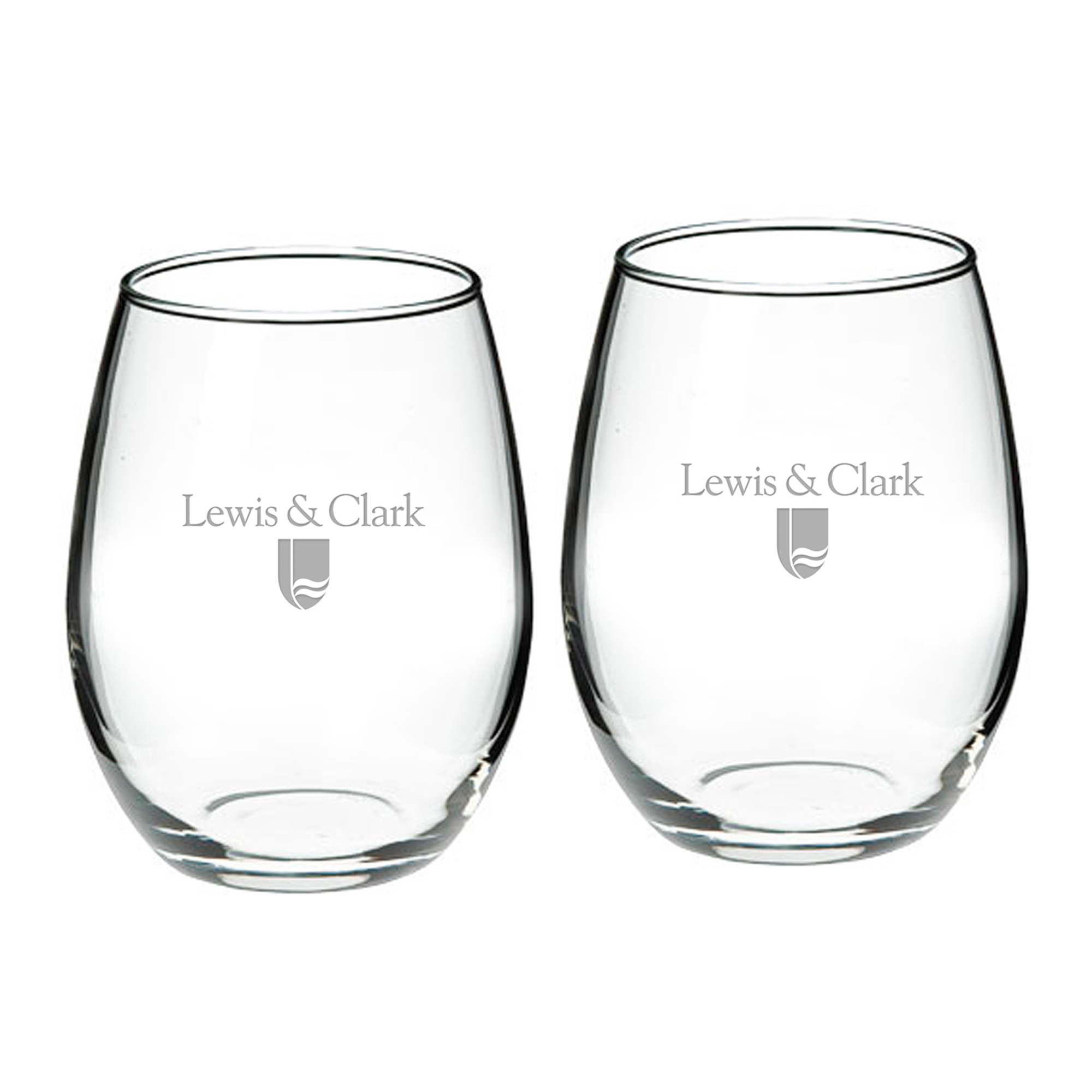 Lewis & Clark College Pioneers 21oz. 2-Piece Stemless Wine Glass Set