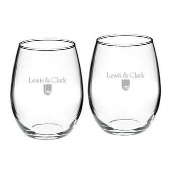 Lewis & Clark College Pioneers 21oz. 2-Piece Stemless Wine Glass Set