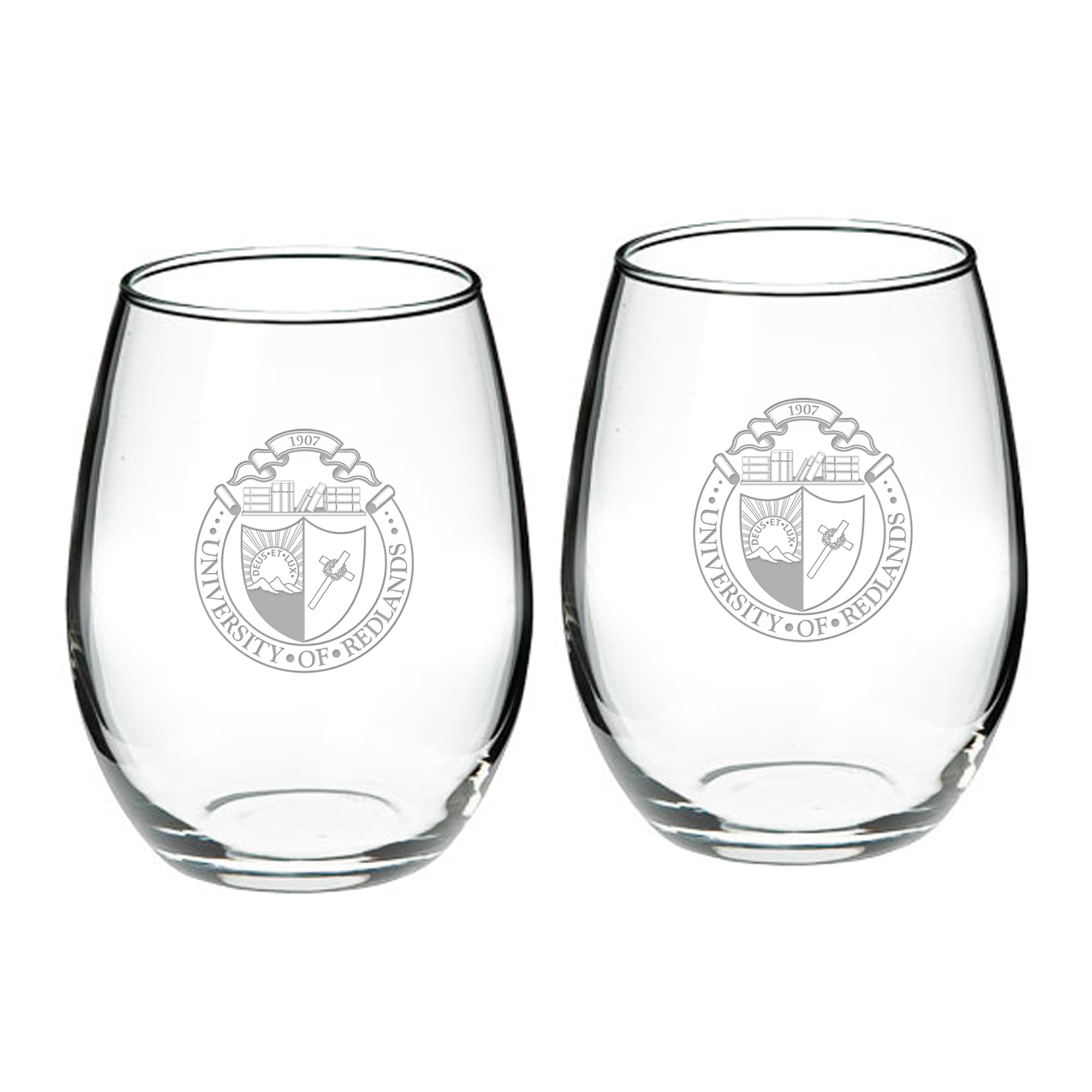 University of Redlands Bulldogs 21oz. 2-Piece Stemless Wine Glass Set