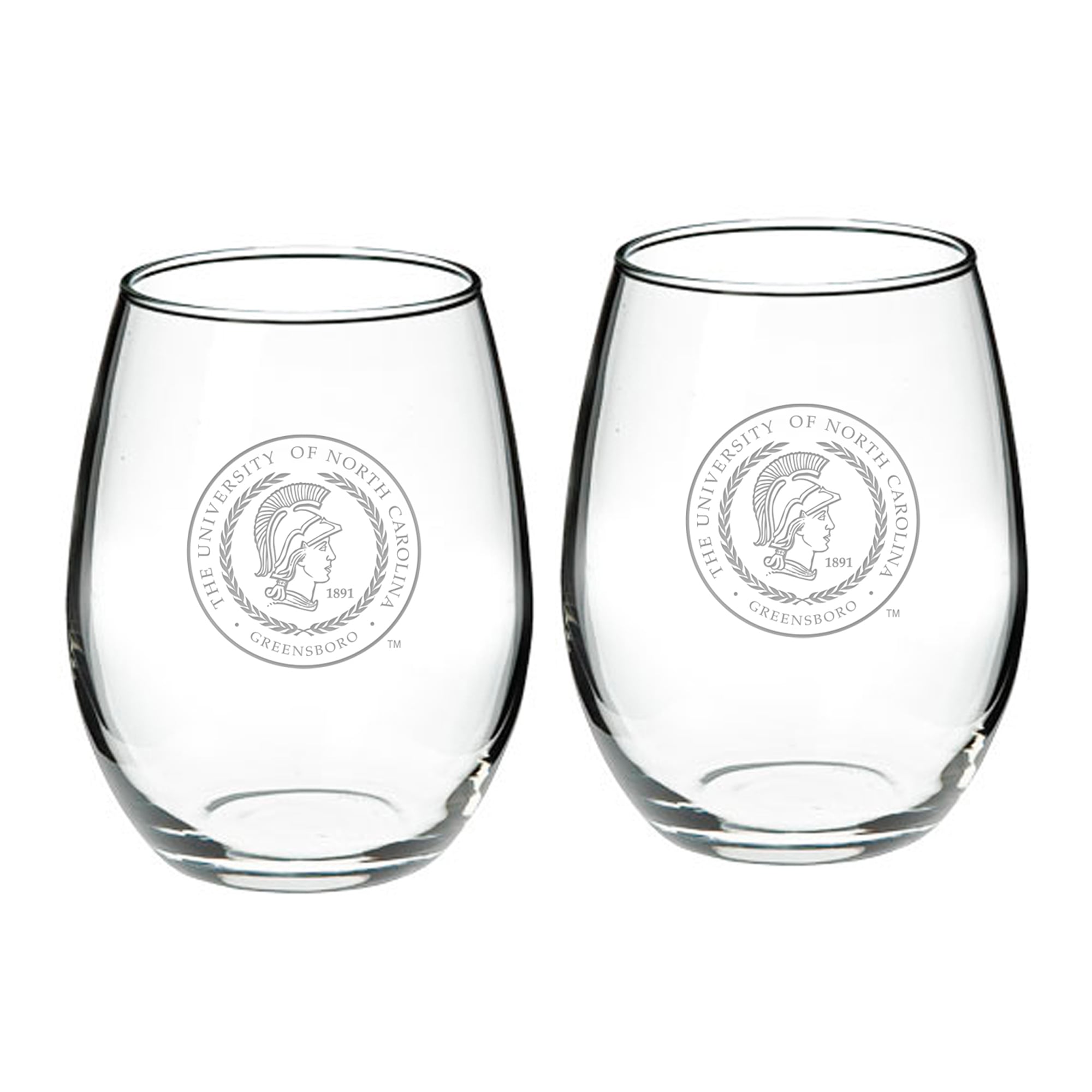 UNCG Spartans 21oz. 2-Piece Stemless Wine Glass Set