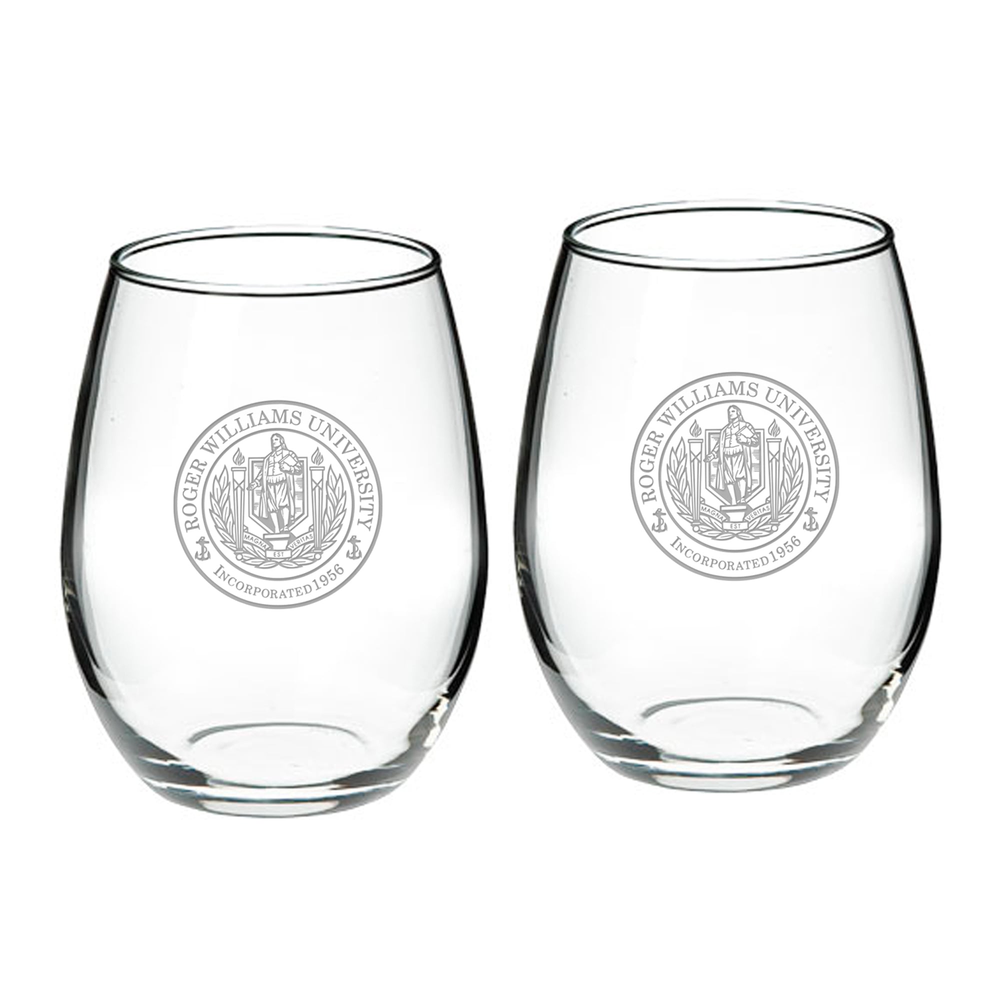 Roger Williams University 21oz. 2-Piece Stemless Wine Glass Set