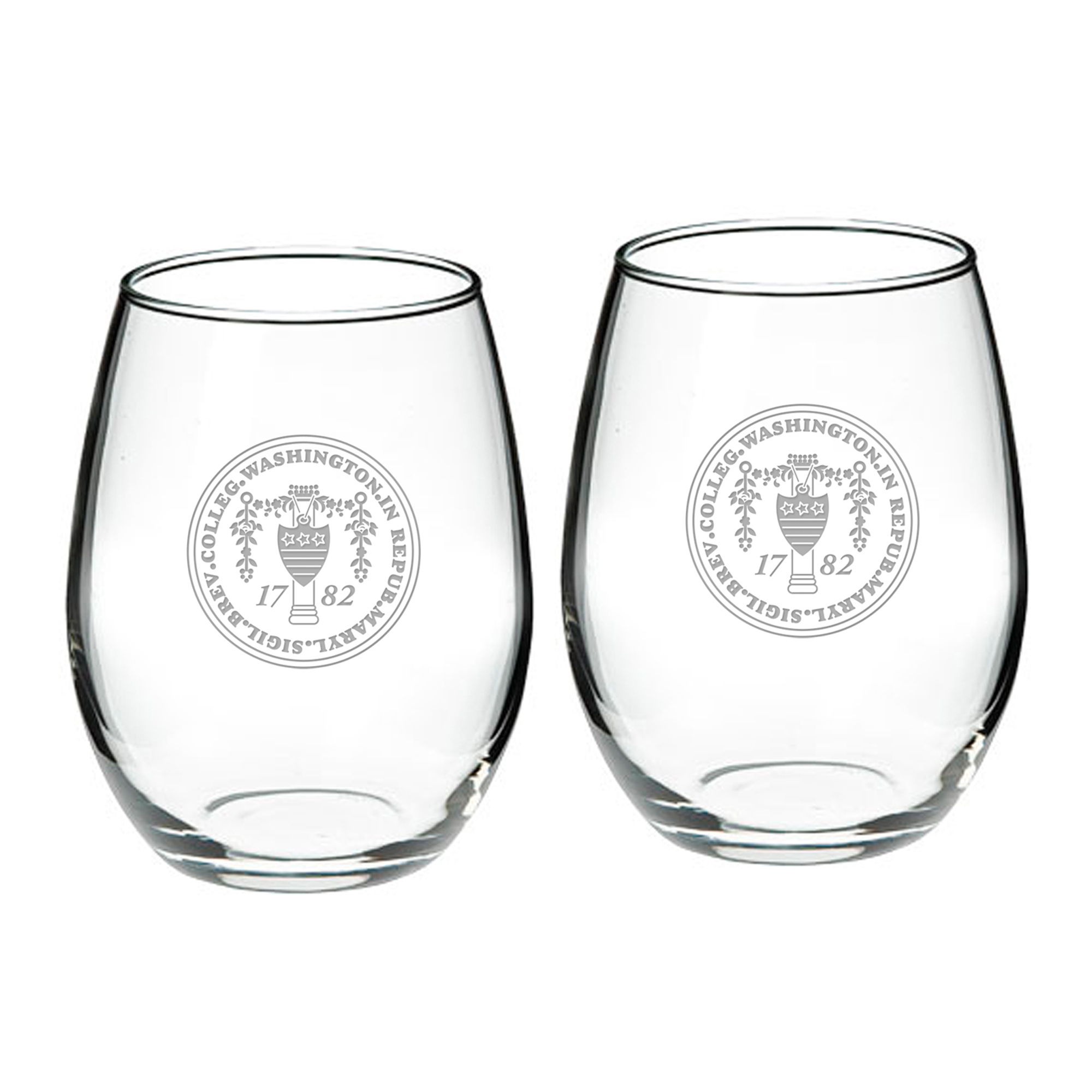 Washington College Shoremen 21oz. 2-Piece Stemless Wine Glass Set