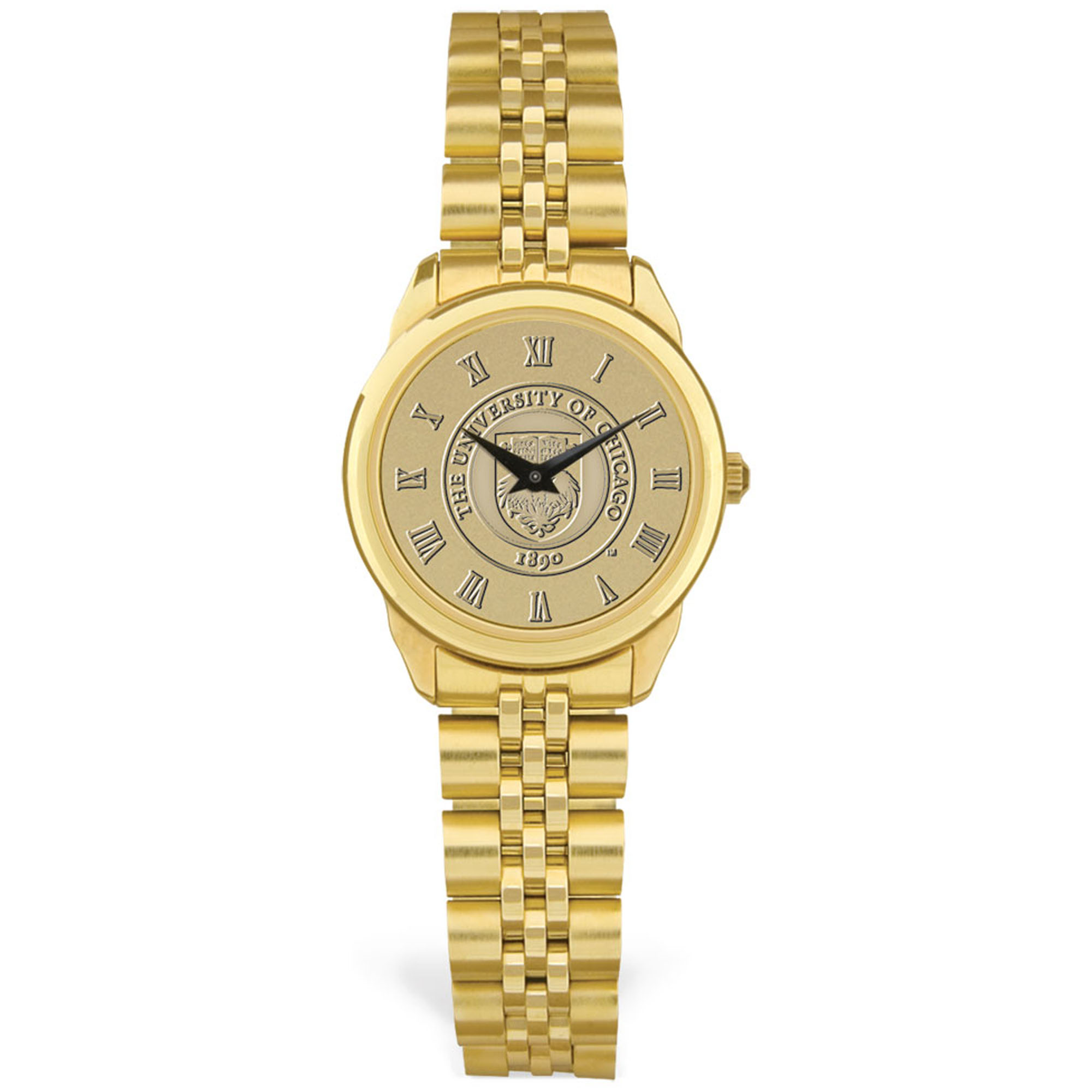 Women's Gold UChicago Maroons Logo Medallion Rolled Link Bracelet Wristwatch