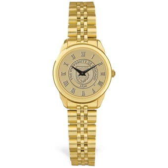 Women's Gold UChicago Maroons Logo Medallion Rolled Link Bracelet Wristwatch