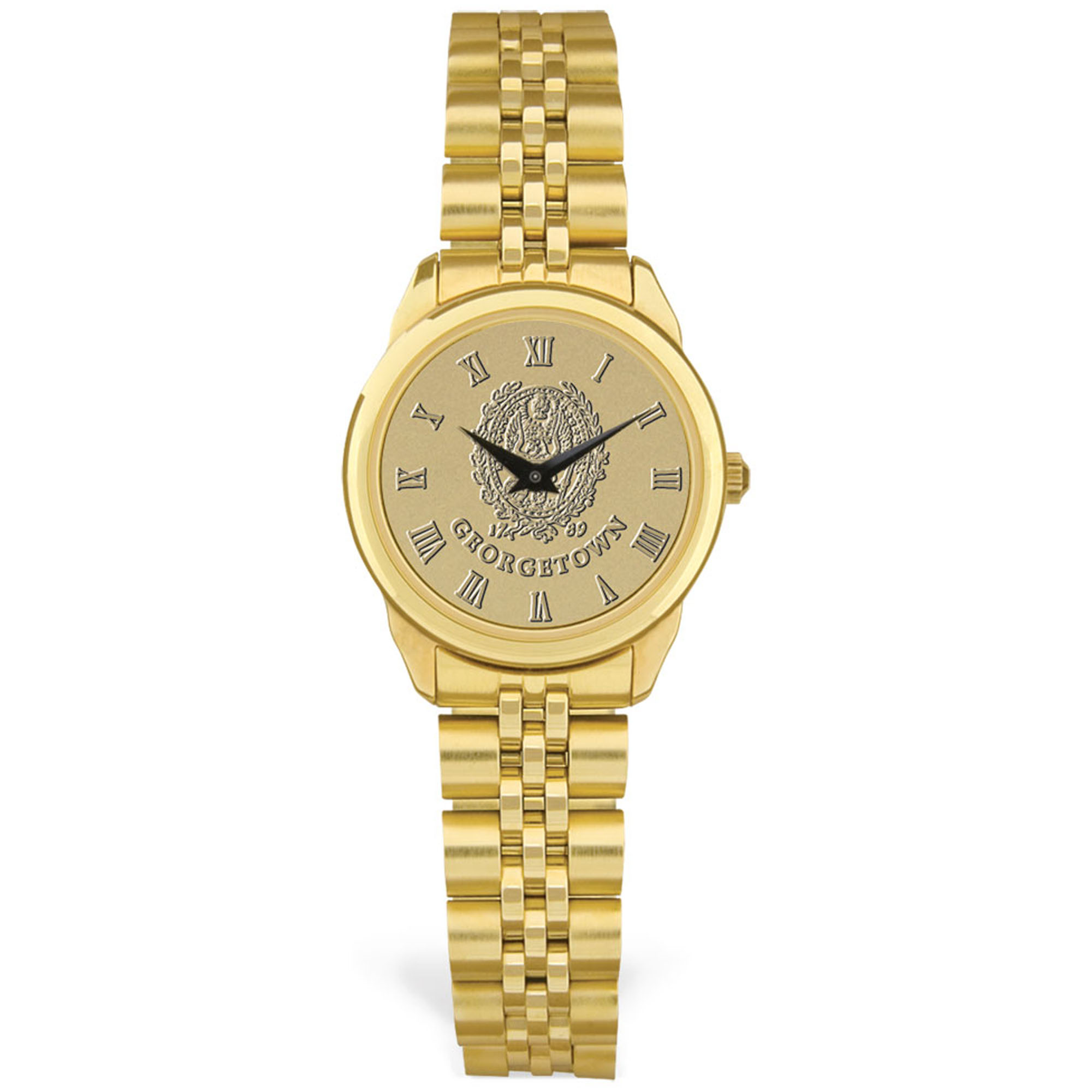 Women's Gold Georgetown Hoyas Logo Medallion Rolled Link Bracelet Wristwatch