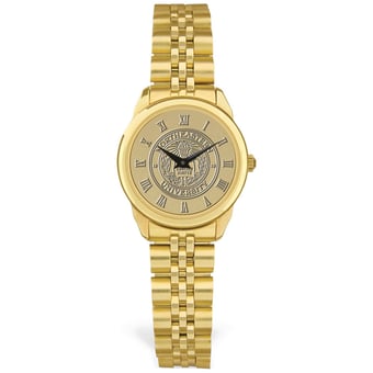 Women's Gold Northeastern Huskies Logo Medallion Rolled Link Bracelet Wristwatch