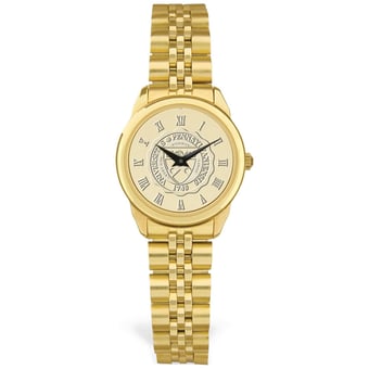 Women's Gold Pennsylvania Quakers Logo Medallion Rolled Link Bracelet Wristwatch