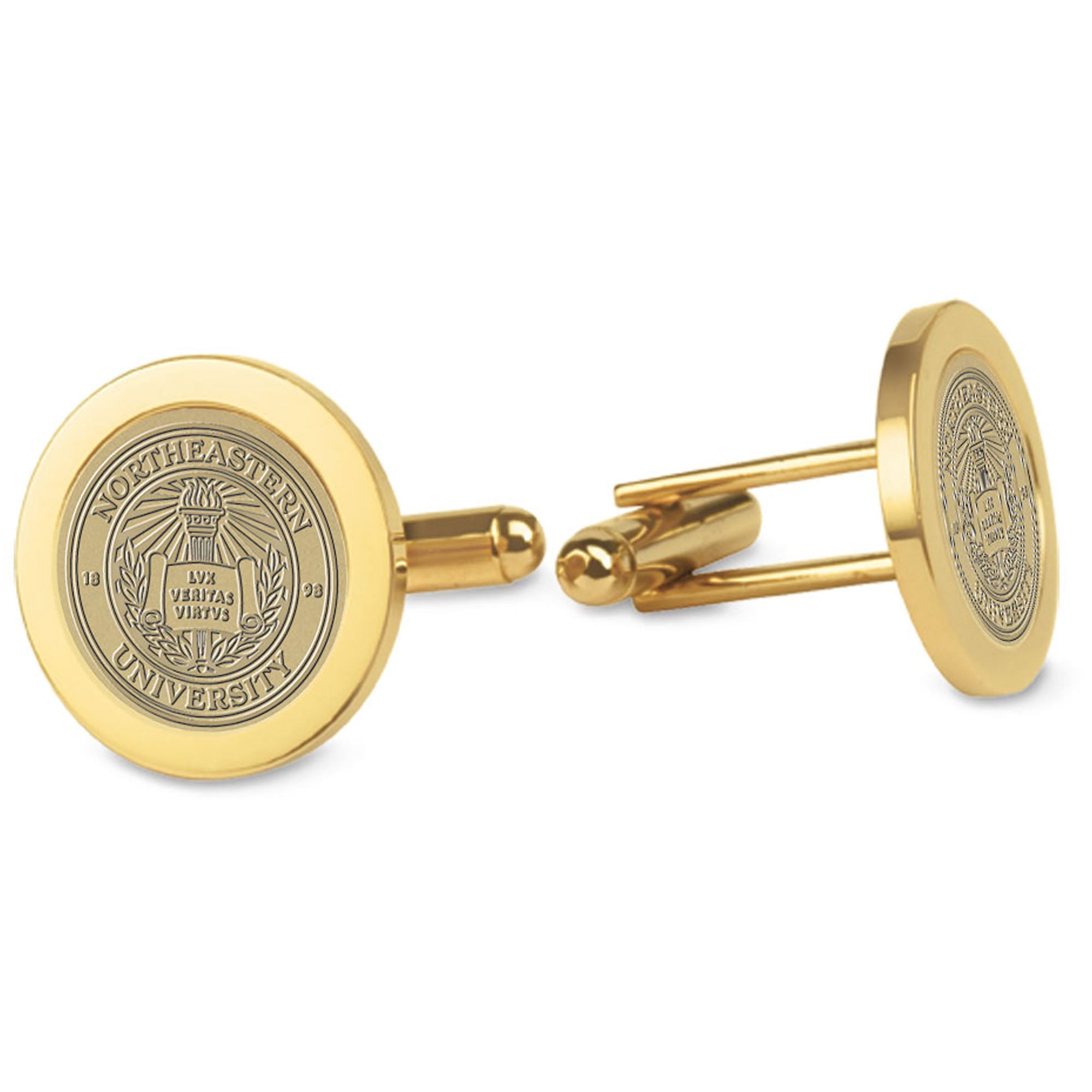 Gold Northeastern Huskies Logo Cufflinks